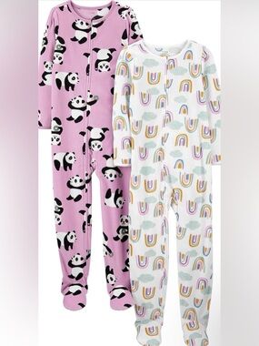 Simple Joys by Carter's Girls' 2-Pack Loose-fit Fleece Footed Pajamas